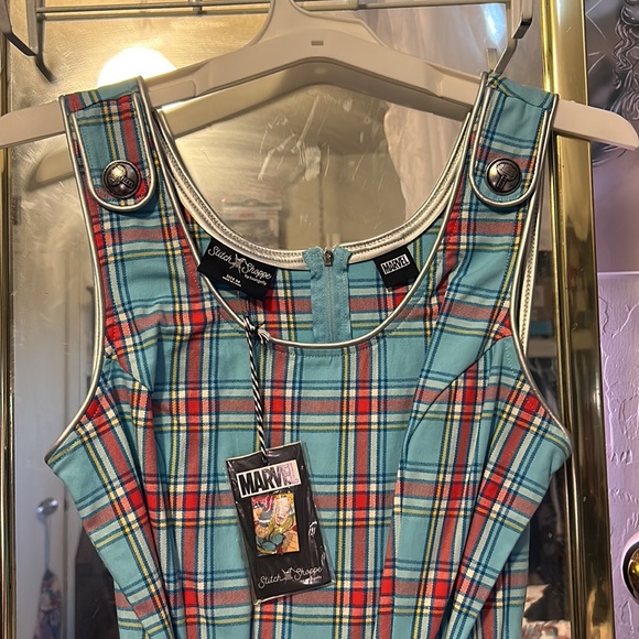 Loungefly Stitch Shoppe Disney Marvel Thor Asgard Worthy Blue Tank Dress - Picture 3 of 4